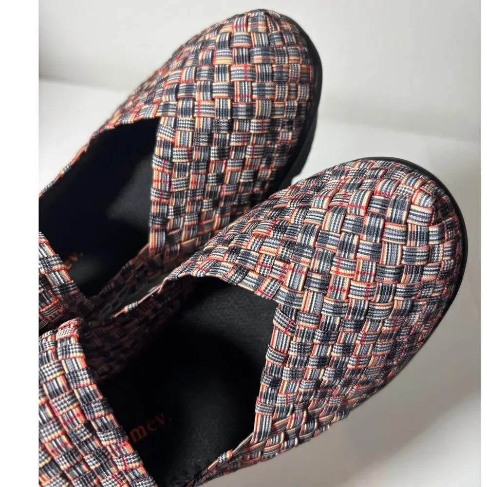 Bernie Mev NWOT Size 6 (EU 37) Lulia Mary Jane Wedge Heels Woven Multicolor